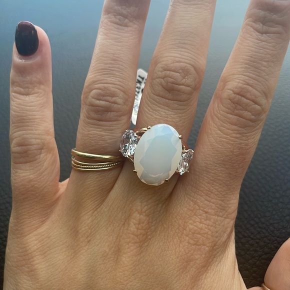 Size 6 rose gold tone stainless steel ring fire opal - Picture 2 of 7